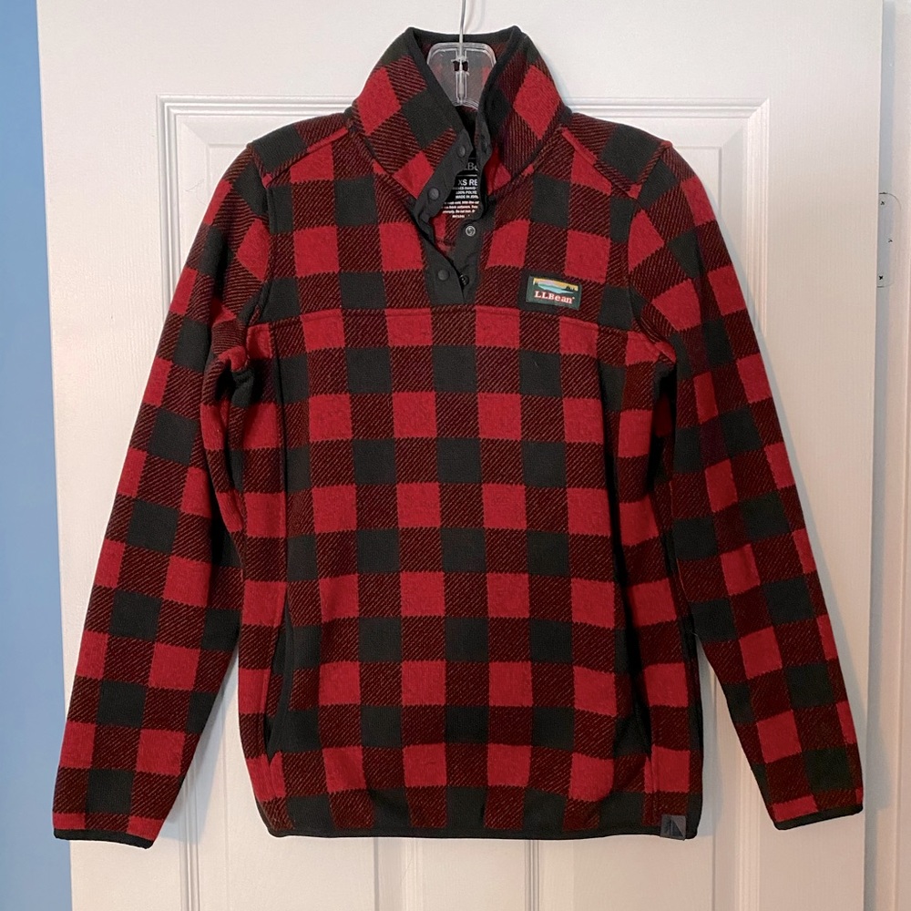 L.L.Bean Plaid Sweater Fleece Pullover